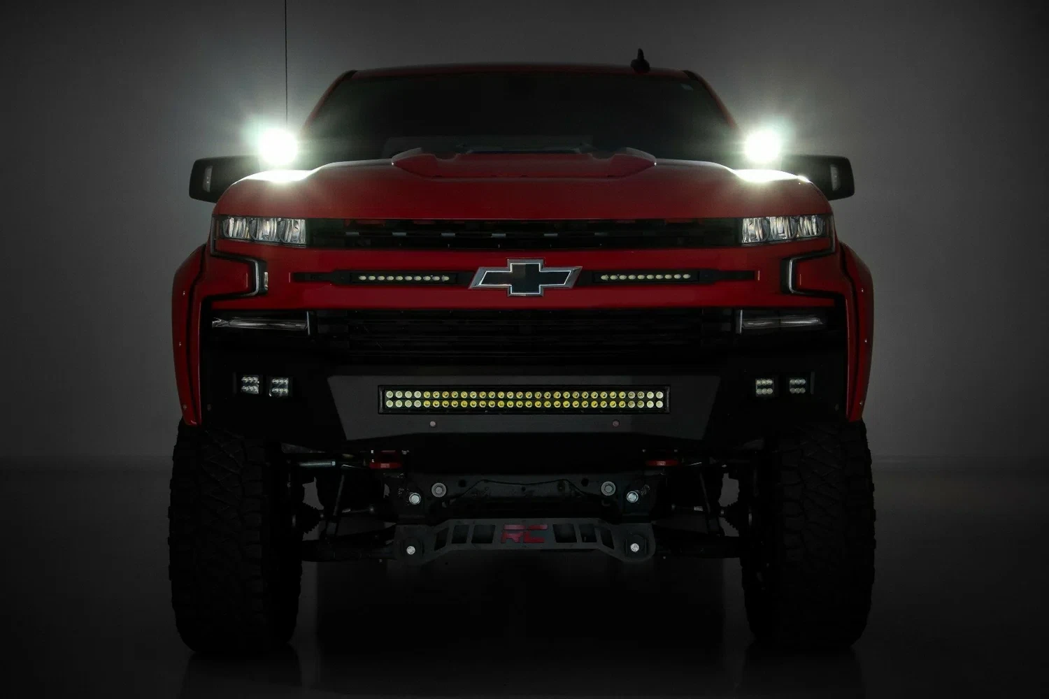 Fits Chevy Silverado 1500 (19-24) LED Light Kit Ditch Mount 2_ Black Pair 70842